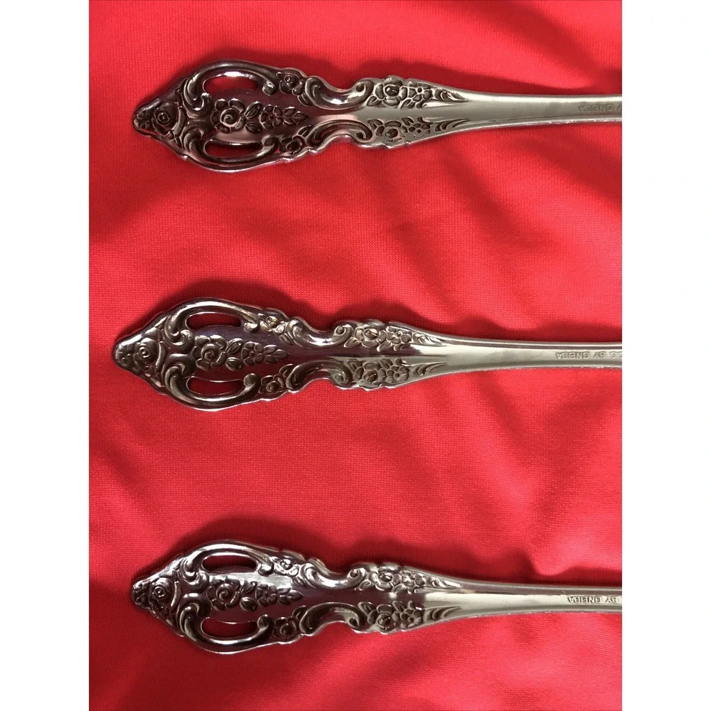Set Of 3 Oneida Pembrooke Renoir Serving Spoons 1 Slotted SSS Stainless 8 1/2